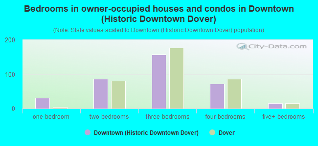 Bedrooms in owner-occupied houses and condos in Downtown (Historic Downtown Dover)