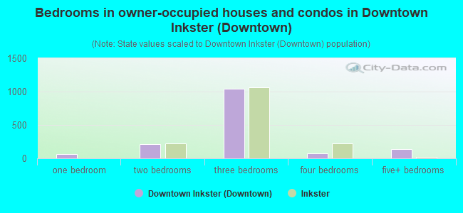 Bedrooms in owner-occupied houses and condos in Downtown Inkster (Downtown)