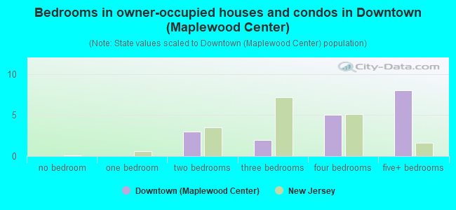 Bedrooms in owner-occupied houses and condos in Downtown (Maplewood Center)