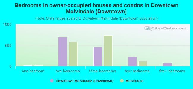 Bedrooms in owner-occupied houses and condos in Downtown Melvindale (Downtown)