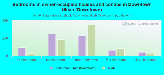 Bedrooms in owner-occupied houses and condos in Downtown Ukiah (Downtown)