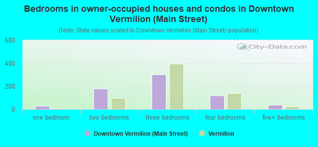 Bedrooms in owner-occupied houses and condos in Downtown Vermilion (Main Street)