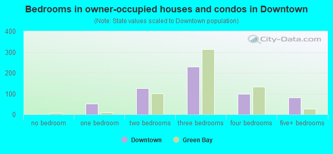 Bedrooms in owner-occupied houses and condos in Downtown