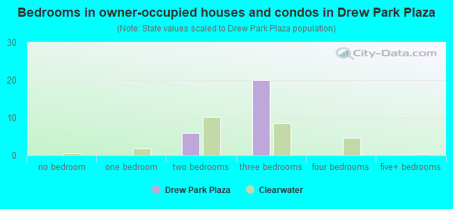 Bedrooms in owner-occupied houses and condos in Drew  Park Plaza