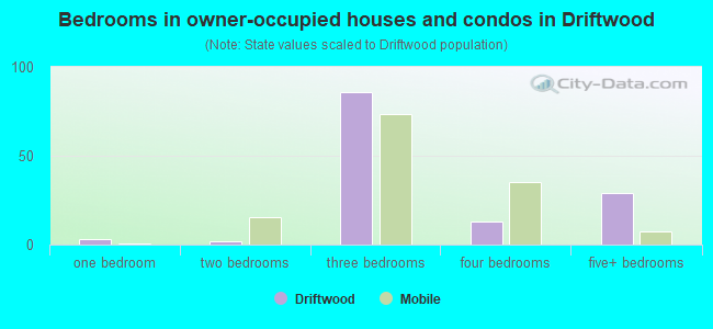 Bedrooms in owner-occupied houses and condos in Driftwood