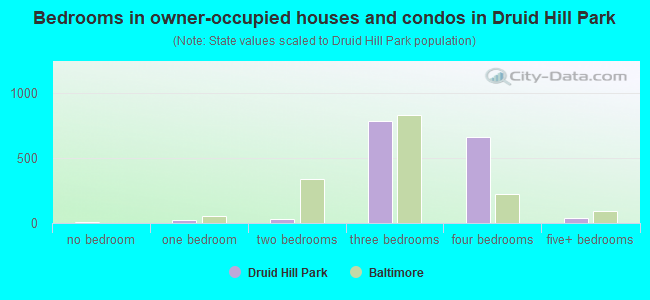 Bedrooms in owner-occupied houses and condos in Druid Hill Park