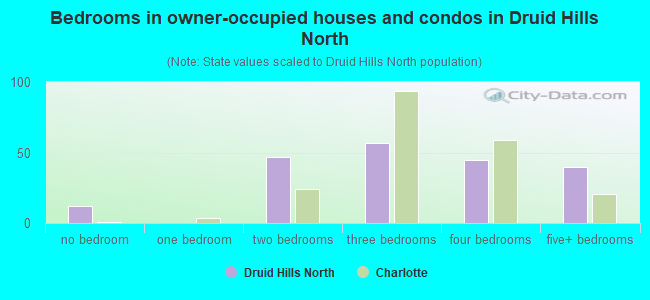 Bedrooms in owner-occupied houses and condos in Druid Hills North