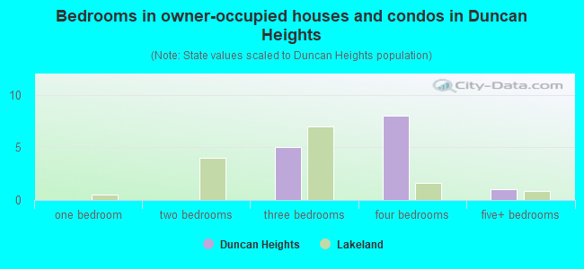 Bedrooms in owner-occupied houses and condos in Duncan Heights