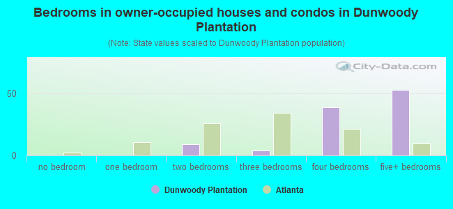 Bedrooms in owner-occupied houses and condos in Dunwoody Plantation