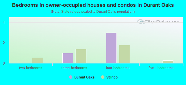Bedrooms in owner-occupied houses and condos in Durant Oaks