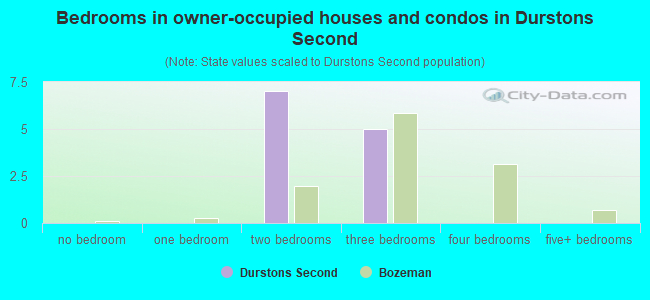 Bedrooms in owner-occupied houses and condos in Durstons Second