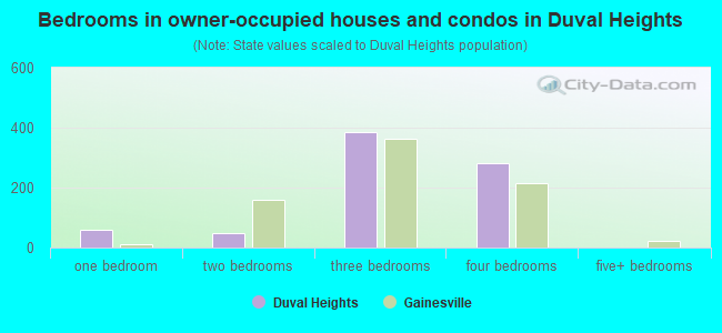 Bedrooms in owner-occupied houses and condos in Duval Heights