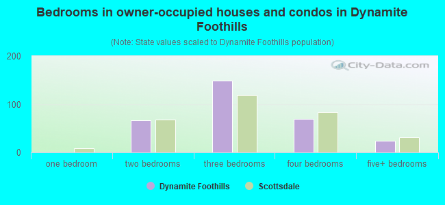 Bedrooms in owner-occupied houses and condos in Dynamite Foothills