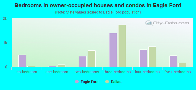 Bedrooms in owner-occupied houses and condos in Eagle Ford