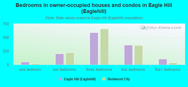 Bedrooms in owner-occupied houses and condos in Eagle Hill (Eaglehill)