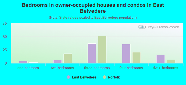 Bedrooms in owner-occupied houses and condos in East Belvedere