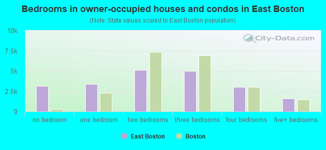 Bedrooms in owner-occupied houses and condos in East Boston