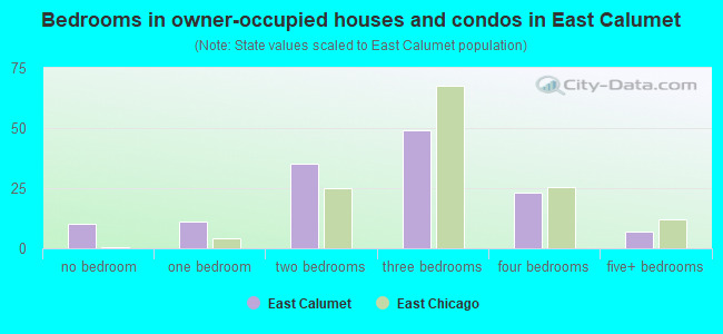 Bedrooms in owner-occupied houses and condos in East Calumet