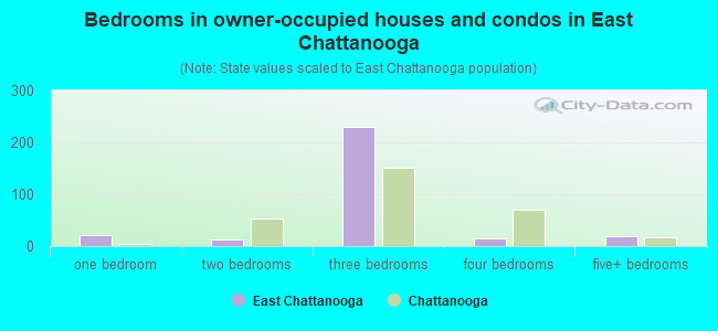 Bedrooms in owner-occupied houses and condos in East Chattanooga