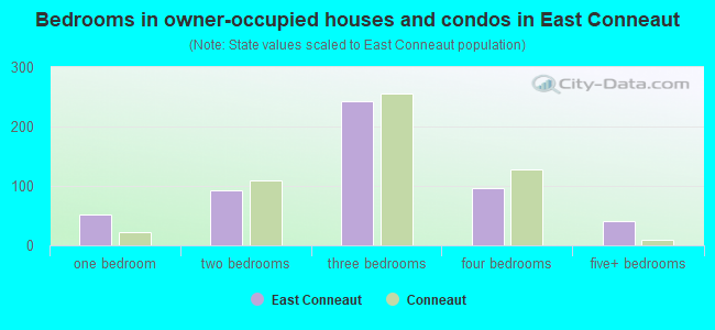 Bedrooms in owner-occupied houses and condos in East Conneaut