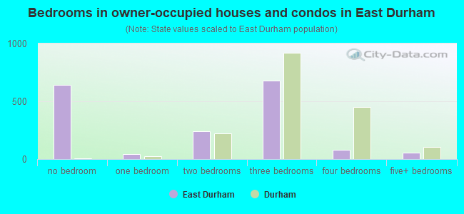 Bedrooms in owner-occupied houses and condos in East Durham