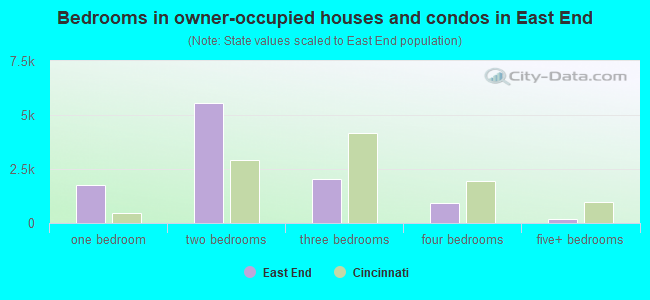 Bedrooms in owner-occupied houses and condos in East End