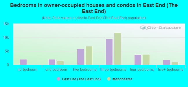 Bedrooms in owner-occupied houses and condos in East End (The East End)