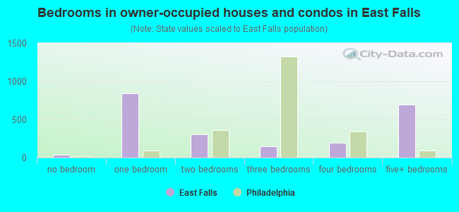 Bedrooms in owner-occupied houses and condos in East Falls