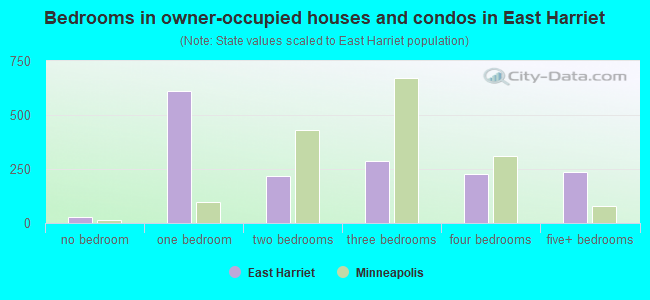 Bedrooms in owner-occupied houses and condos in East Harriet