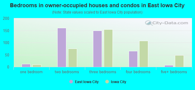 Bedrooms in owner-occupied houses and condos in East Iowa City