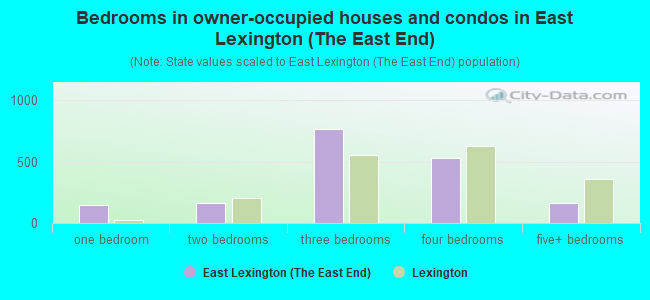 Bedrooms in owner-occupied houses and condos in East Lexington (The East End)