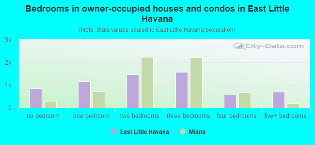 Bedrooms in owner-occupied houses and condos in East Little Havana
