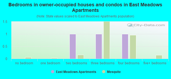 Bedrooms in owner-occupied houses and condos in East Meadows Apartments