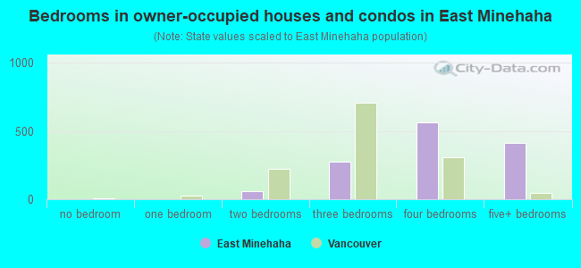 Bedrooms in owner-occupied houses and condos in East Minehaha