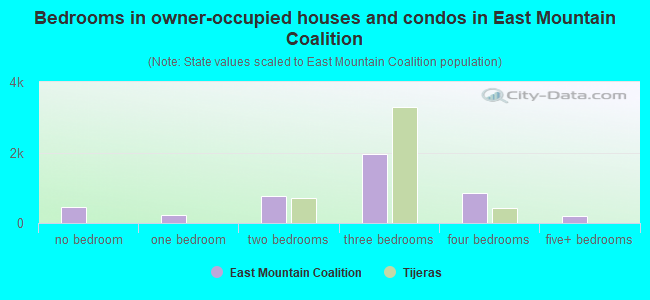 Bedrooms in owner-occupied houses and condos in East Mountain Coalition