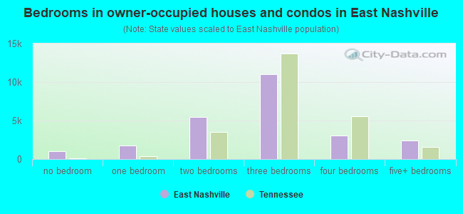 Bedrooms in owner-occupied houses and condos in East Nashville
