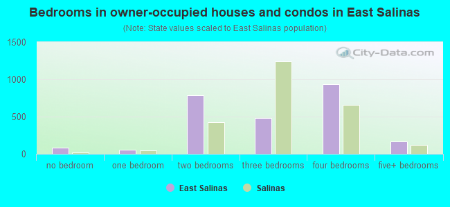 Bedrooms in owner-occupied houses and condos in East Salinas