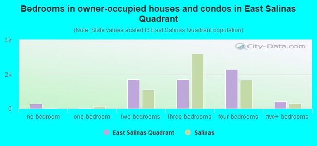 Bedrooms in owner-occupied houses and condos in East Salinas Quadrant