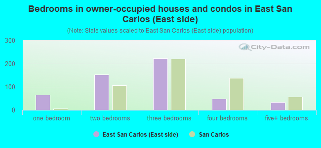 Bedrooms in owner-occupied houses and condos in East San Carlos (East side)