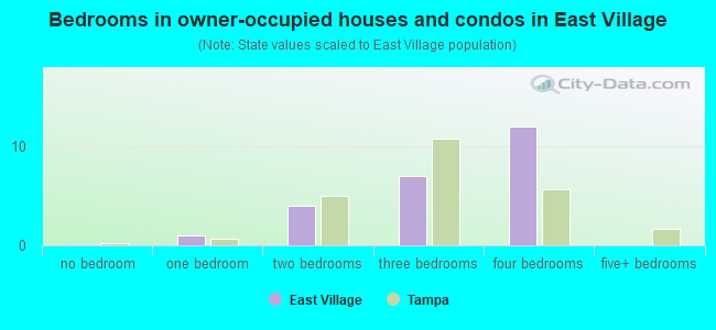 Bedrooms in owner-occupied houses and condos in East Village