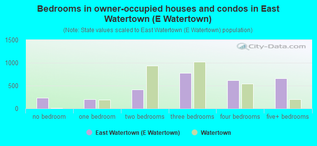 Bedrooms in owner-occupied houses and condos in East Watertown (E Watertown)