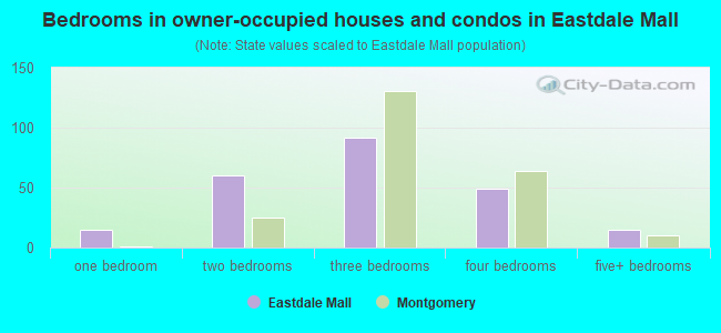 Bedrooms in owner-occupied houses and condos in Eastdale Mall