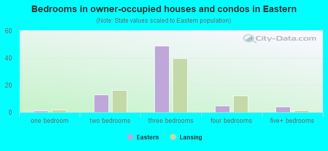Bedrooms in owner-occupied houses and condos in Eastern