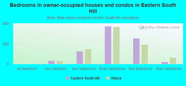 Bedrooms in owner-occupied houses and condos in Eastern South Hill