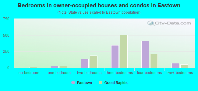 Bedrooms in owner-occupied houses and condos in Eastown