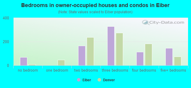 Bedrooms in owner-occupied houses and condos in Eiber