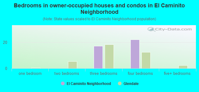 Bedrooms in owner-occupied houses and condos in El Caminito Neighborhood