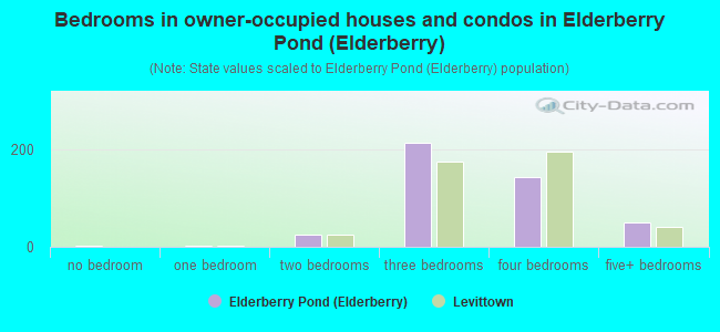Bedrooms in owner-occupied houses and condos in Elderberry Pond (Elderberry)