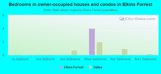 Bedrooms in owner-occupied houses and condos in Elkins Forrest