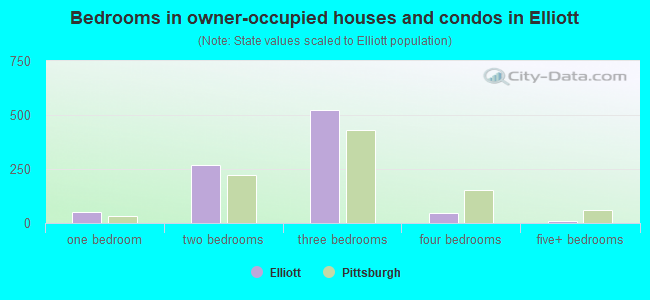 Bedrooms in owner-occupied houses and condos in Elliott